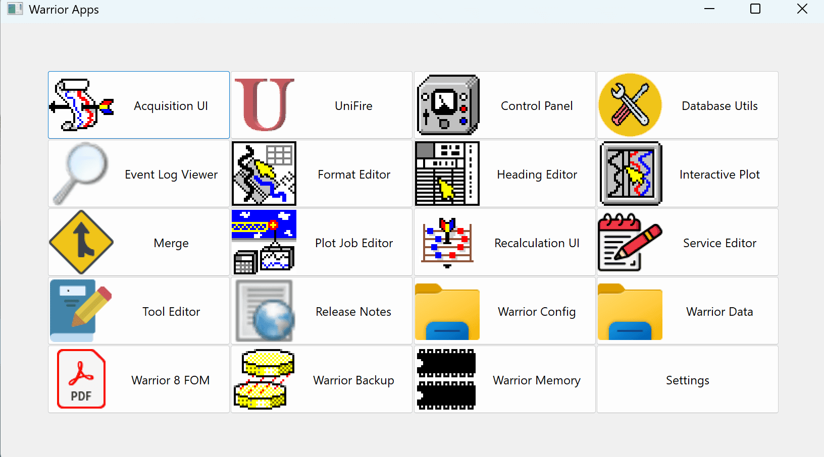 Warrior 8 program shortcut group