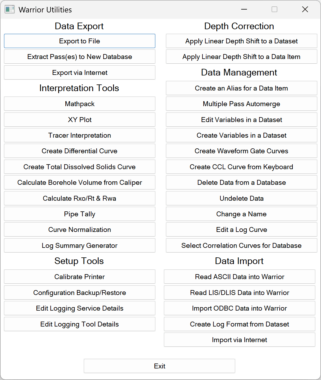 Warrior 8 Software Utilities